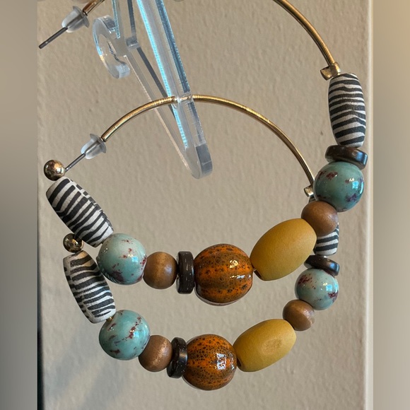 Boho Hoop Earrings, NWOT - Picture 3 of 4